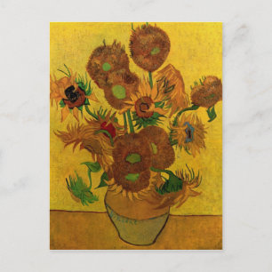 Nog steeds levensvaas met vijftien zonnebloemen -  briefkaart