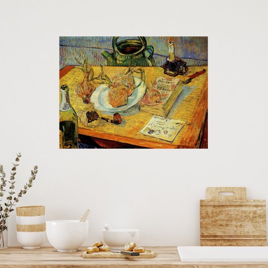 Nog steeds Life Drawing Board, Pipe, uien en afdic Poster (Keuken)