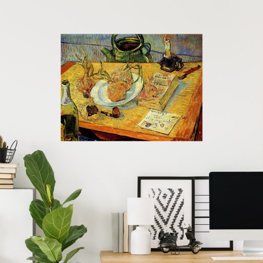 Nog steeds Life Drawing Board, Pipe, uien en afdic Poster (Thuiskantoor)