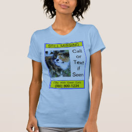 Nog steeds ontbrekende kat of hond op lichtblauw T T-shirt