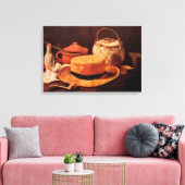 Nog steeds Pet met een levende gele riem van Vince Canvas Afdruk (Insitu (Woonkamer))