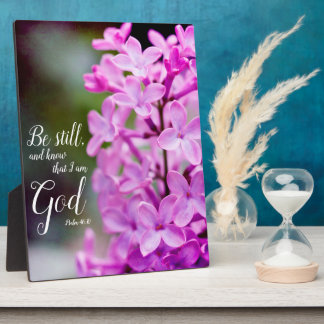 Nog steeds psalm 46:10 Paarse Lila bloemen Fotoplaat