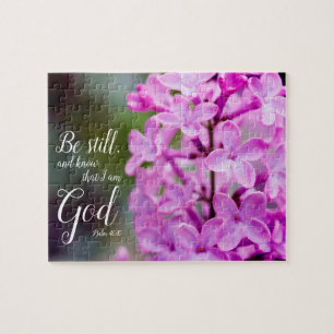 Nog steeds psalm 46:10 Paarse Lila bloemen Legpuzzel