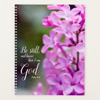 Nog steeds psalm 46:10 Paarse Lila bloemen Planner