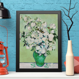 Nog steeds Rozen in een Vase door Vincent van Gogh Poster