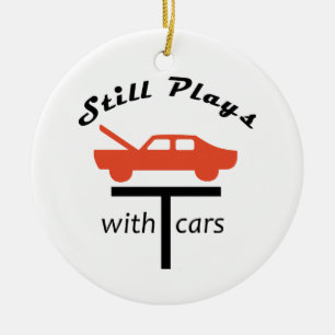 Nog steeds speelt met auto's keramisch ornament