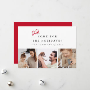 Nog steeds thuis voor de Feestdagen Funny 2021 Fot Feestdagenkaart