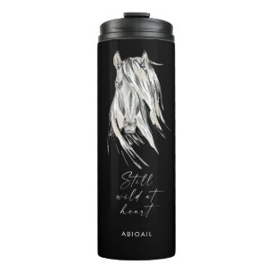 Nog steeds Wild op Heart Custom Name Black Thermosbeker