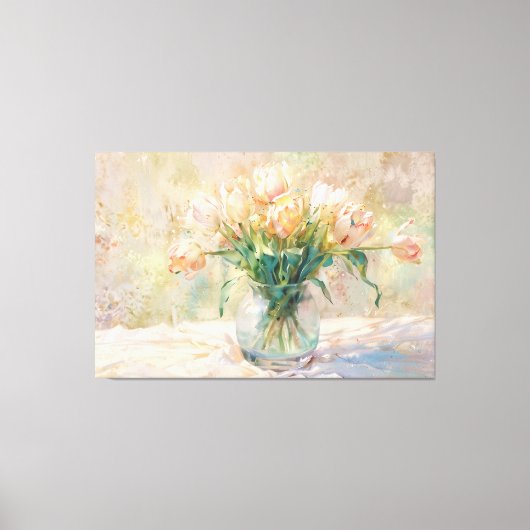 *~* Nog Vaas Tulpen TV2 Uitgerekte Canvas Print (Voorkant)