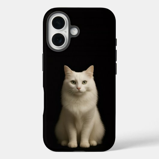 Noir 4 Luxe Coque iPhone 16 Mate, Chat Turc Angora (Verso)