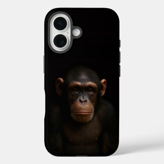 Noir 4 Luxe Coque iPhone 16 Mate, Chimpanzé Serein (Verso)