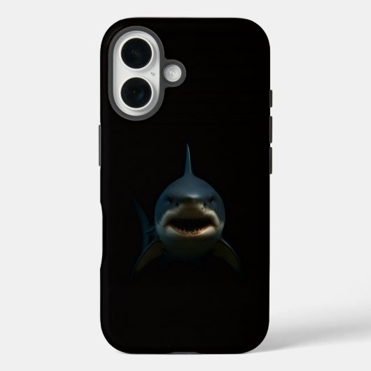 Noir 4 Luxe coque iPhone 16 Mate, Grand Requin Bla (Verso)