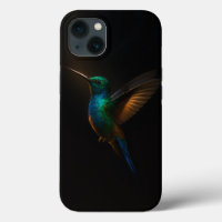 Noir 4 Luxe coque iphone, Colibri Bleu-Or