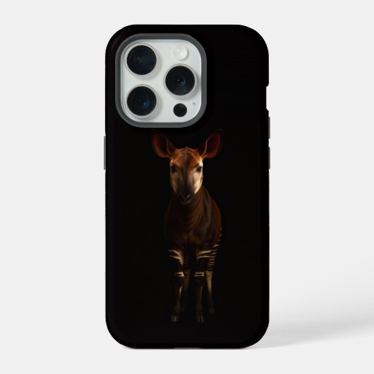 Noir 4 Luxe iPhone 15 Pro Mate, Okapi de la forêt (Verso)