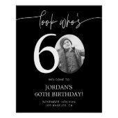 Noir 60e Affiche de bienvenue d'anniversaire | Reg (Devant)