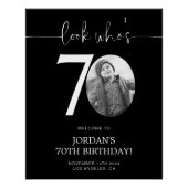 Noir 70e Affiche de bienvenue d'anniversaire | Reg (Devant)