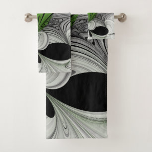 Noir Abstrait et blanc avec art fractal vert