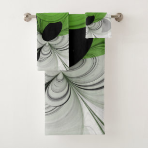 Noir Abstrait et blanc avec art fractal vert