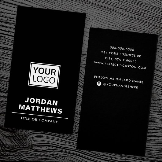 Noir ajouter logo social media vertical carte de v
