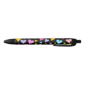 Noir Amusant, Amoureux, Coeurs colorés Motif Stylo (Bas)