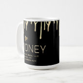 Noir apiaire abeille mug or goutte miel abeille (Devant gauche)