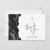 Noir Argent Agate Première Communion Merci (Devant)