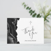 Noir Argent Agate Première Communion Merci (Debout devant)