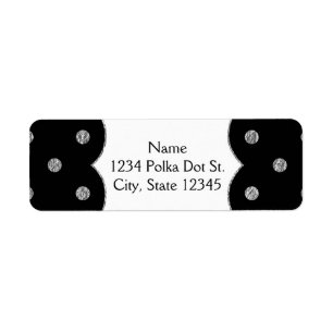 Noir & Argent Faux Pois Étiquette de adresse