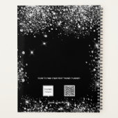 Noir argent parties scintillant initiales monogram (Dos)