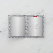 Noir Argent Rouge Floral Coeurs FAUX Merci Foil (Intérieur)