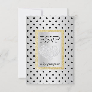 Noir Argent SPOT Or Cœur RSVP simple élégant