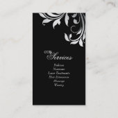 Noir argenté floral élégant de carte de visite de (Dos)