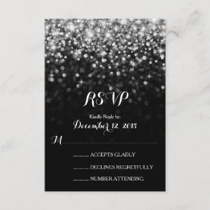 Noir argenté Hollywood Glitz Glam Wedding RSVP