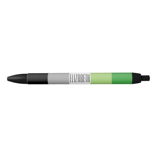 Noir Aromantic Nom du drapeau Stylo (Devant)