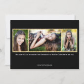 Noir/arrière - plan d'or - faire-part de diplômé (Dos)