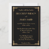 Noir Art Déco Grand Gatsby Magnet Wedding Invite (Recto)