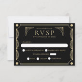 Noir Art Déco Mariage RSVP (Devant)
