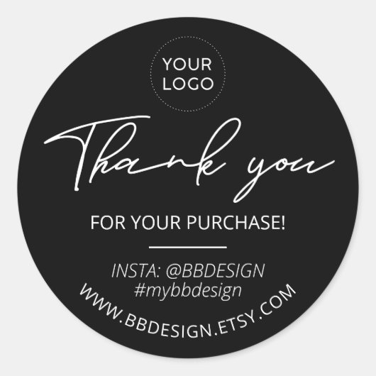 Noir | Autocollant de la trousse de Merci pour pet (Devant)