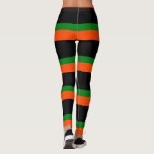 Noir avec bandes orange et vert Leggings (Dos)