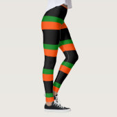 Noir avec bandes orange et vert Leggings (Droite)