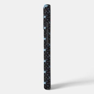 Noir avec Blue Paisley Flowers iPhone 16 Coque