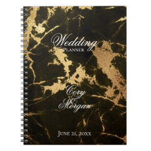 Noir avec Carnet Wedding planner Gold Marbling