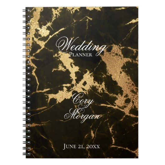 Noir avec Carnet Wedding planner Gold Marbling (Devant)