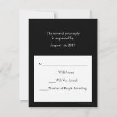 Noir avec carte de réponse de mariage à passion ro (Dos)