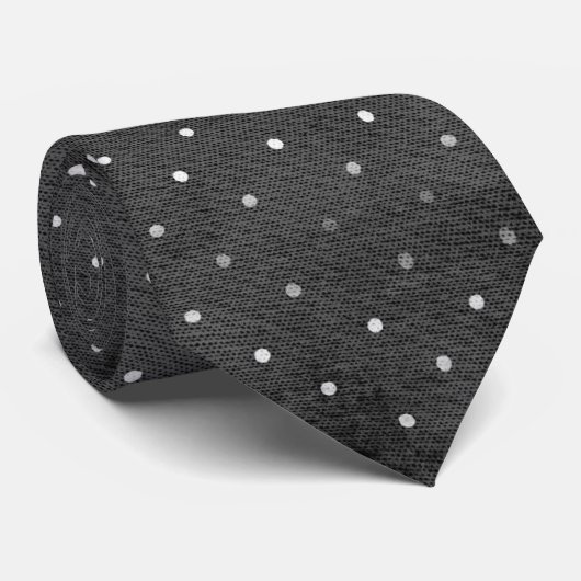 Noir avec Cravate Polka Dot blanche (Roulé)