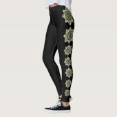 Noir avec crème médaillons leggings (Gauche)