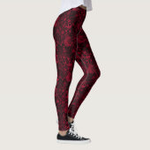 Noir avec dentelle rouge florale Motif Leggings (Droite)