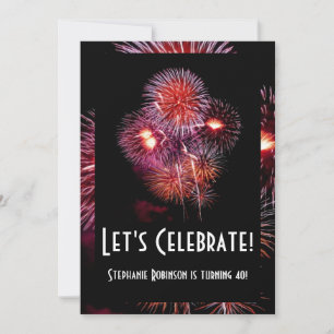 Noir avec feux d'artifice Invitations de fête d'an
