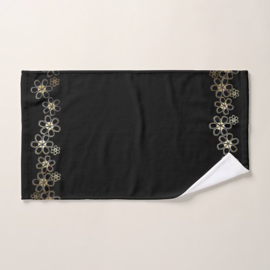 Noir avec fleurs d'or (Serviette à main)