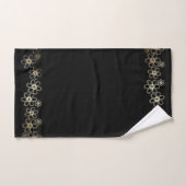 Noir avec fleurs dorées (Serviette à main)